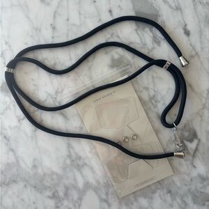 Black Phone Strap Holder with Silver Accents and extra strap holders